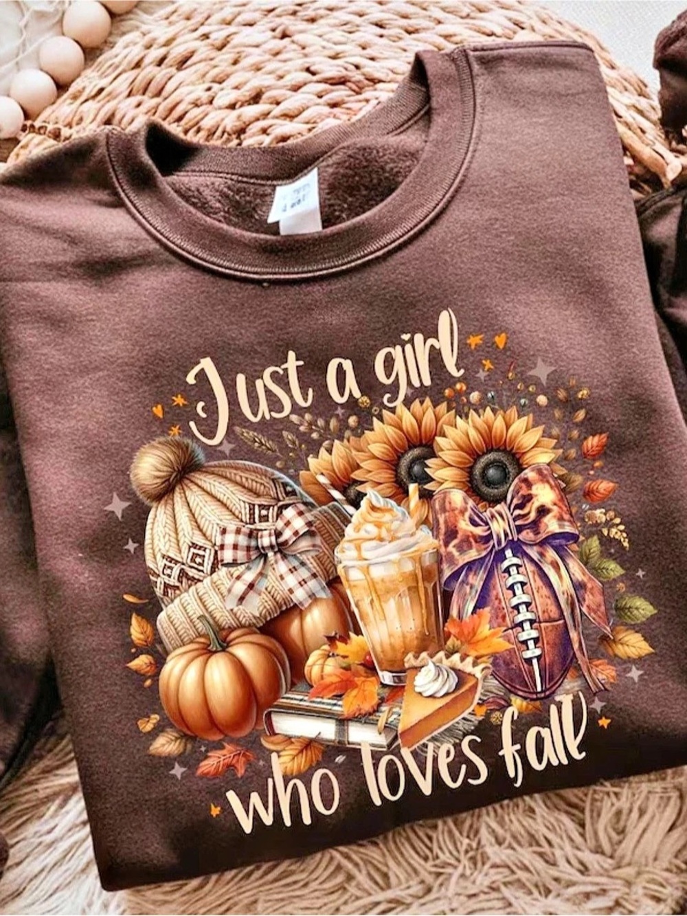 Gildan Brown Fall Graphic Sweatshirt, Gift For Her, For Him